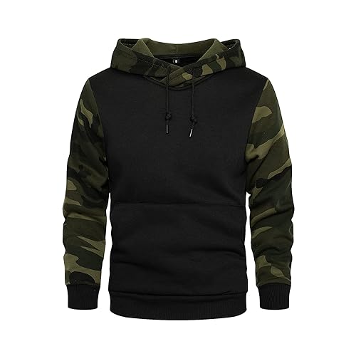 AOTORR Men's Pullover Hoodie Blend Fleece Long Sleeve Contrast Color
