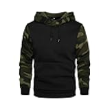 AOTORR Men's Pullover Hoodie Blend Fleece Long Sleeve Contrast Color Military Sweatshirt with Kanga Pocket