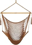 JoyView Hammock Chair with Spreader Bar Caribbean Hammock Swing Chair 300 LBS Weight Capacity XL Rope Hanging Chair for Outdoor Indoor Garden Yard - Natural White