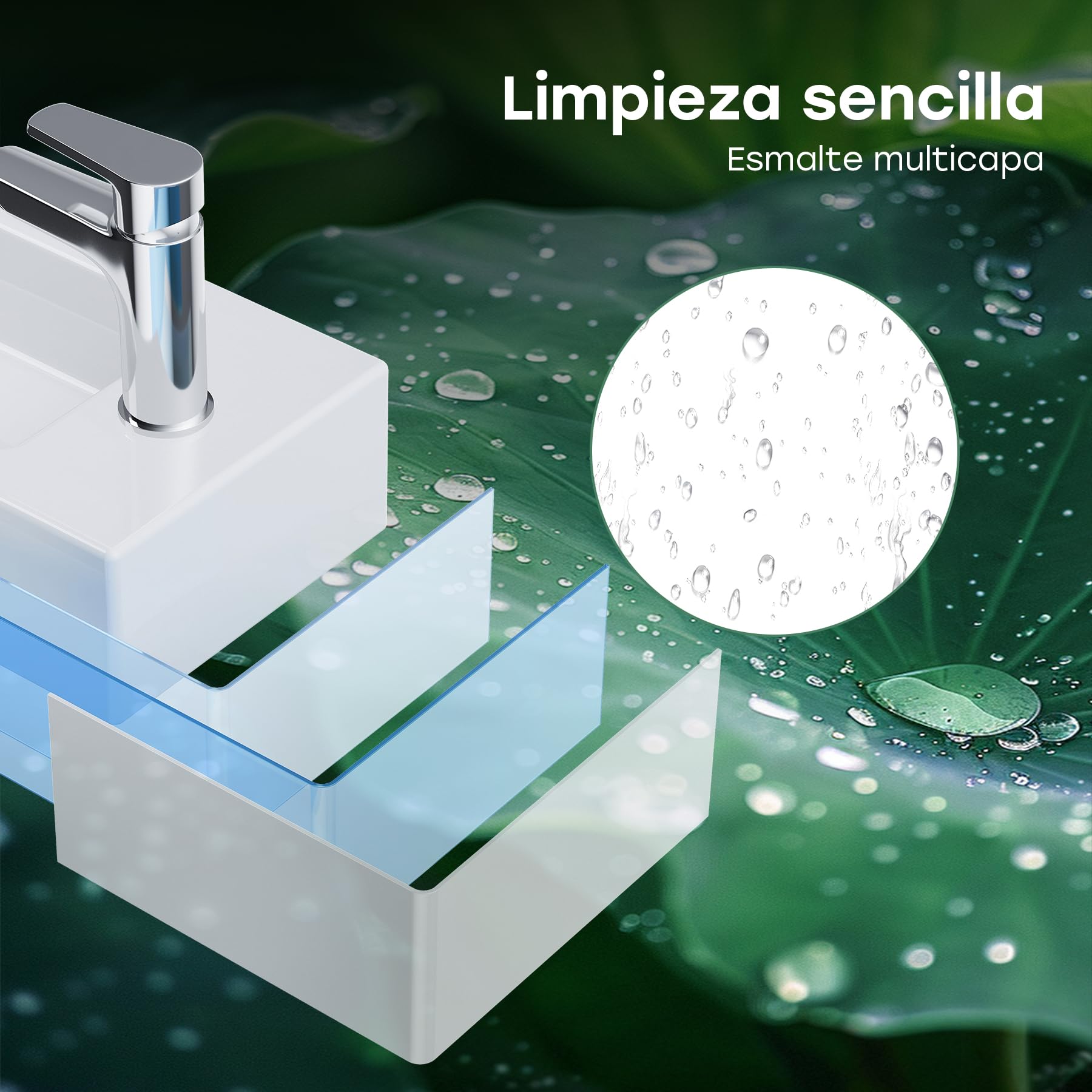 HOROW Lavabo colgante pequeño para invitados para baño, mini lavabo montado en la pared, lavabo rectangular, lavabo de mano con agujero para grifo a la derecha, blanco, 37 x 18 x 9 cm, sin desagüe