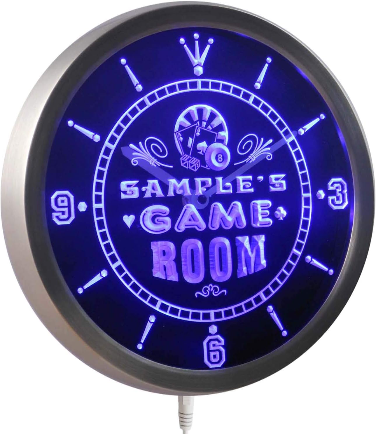 AdvPro ncpl-tm Game Room Personalized Your Name Bar Beer Sign Neon LED Wall Clock