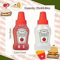 Vista 3 de Mini botella de ketchup para accesorios de caja Bento, botellas exprimibles de condimentos de 1 onza, recipiente de plástico vacío para aderezos