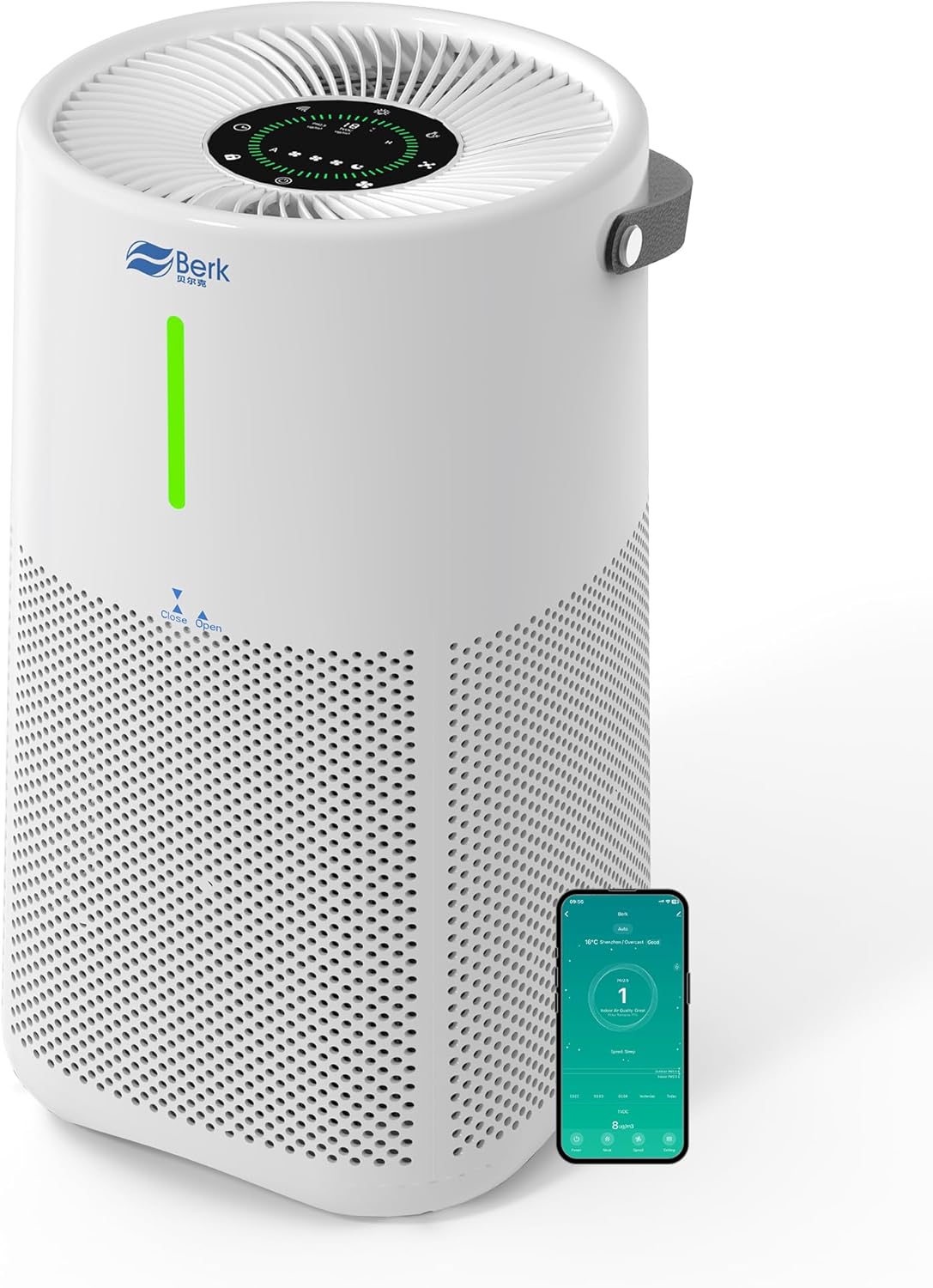 Berk Air Purifiers for Home Living Room,Cover Up to 1550 Ft²,Smart HEPA Air Purifier,PM2.5 Air Quality Display,Portable Air Purifier for Pets Hair, Smoke, Odors,Pollen (D3S-Smart)