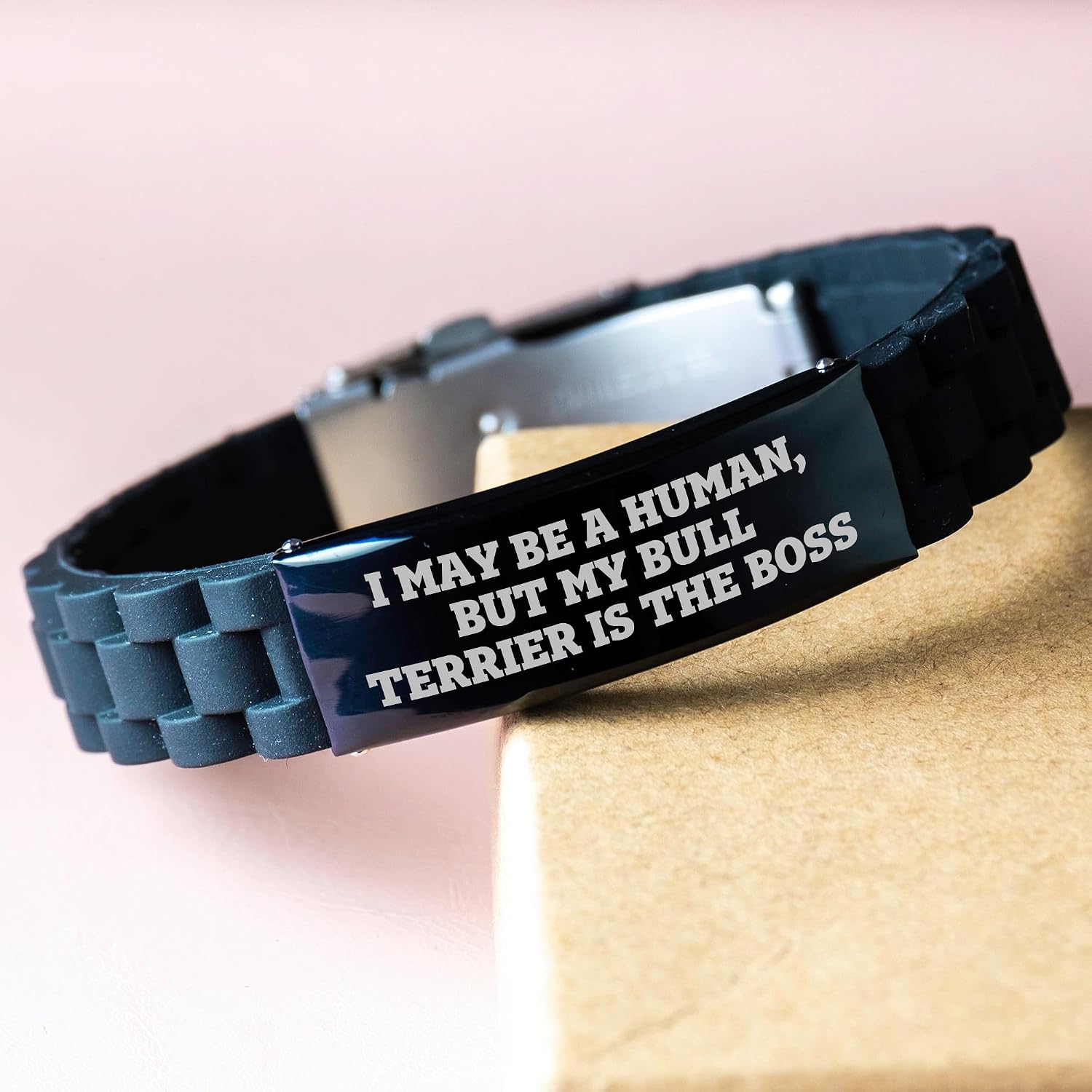 Bull Terrier Dog Lover's Gift I May Be A Human But My Bull Terrier Is The Boss Glide lock Clasp Valentine's