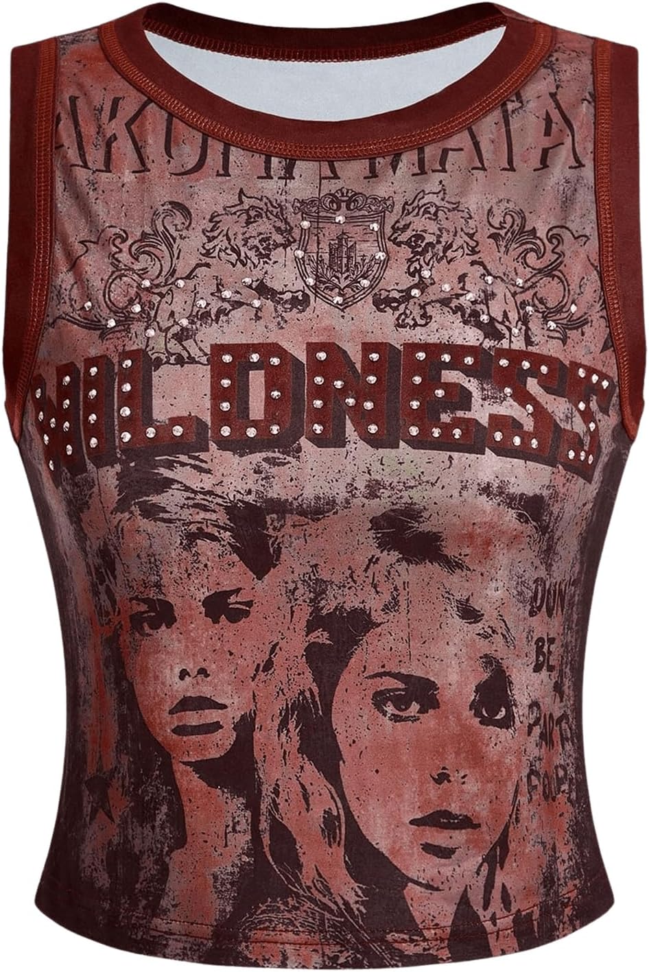 Milumia Women's Y2k Letter Figure Graphic Tank Top Grunge Punk Concert Crop Tops