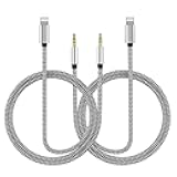 Aux Cord for iPhone, 2 Pack 3.3ft [Apple MFi Certified] Lightning to 3.5mm Aux Audio Adapter Cable Compatible with iPhone 14 13 12 11 XS XR X 8 7 6 for Car Home Stereo Headphone Speaker, Silver