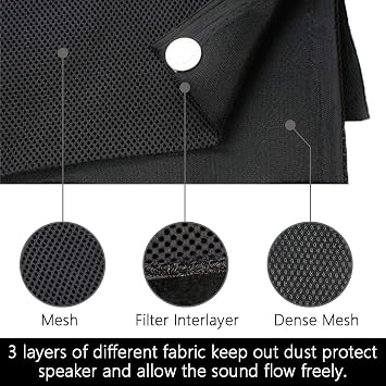 Speaker Grill Cloth Stereo Mesh Fabric for Speaker Repair, Black - 55 x 20 in / 140 x 50 cm