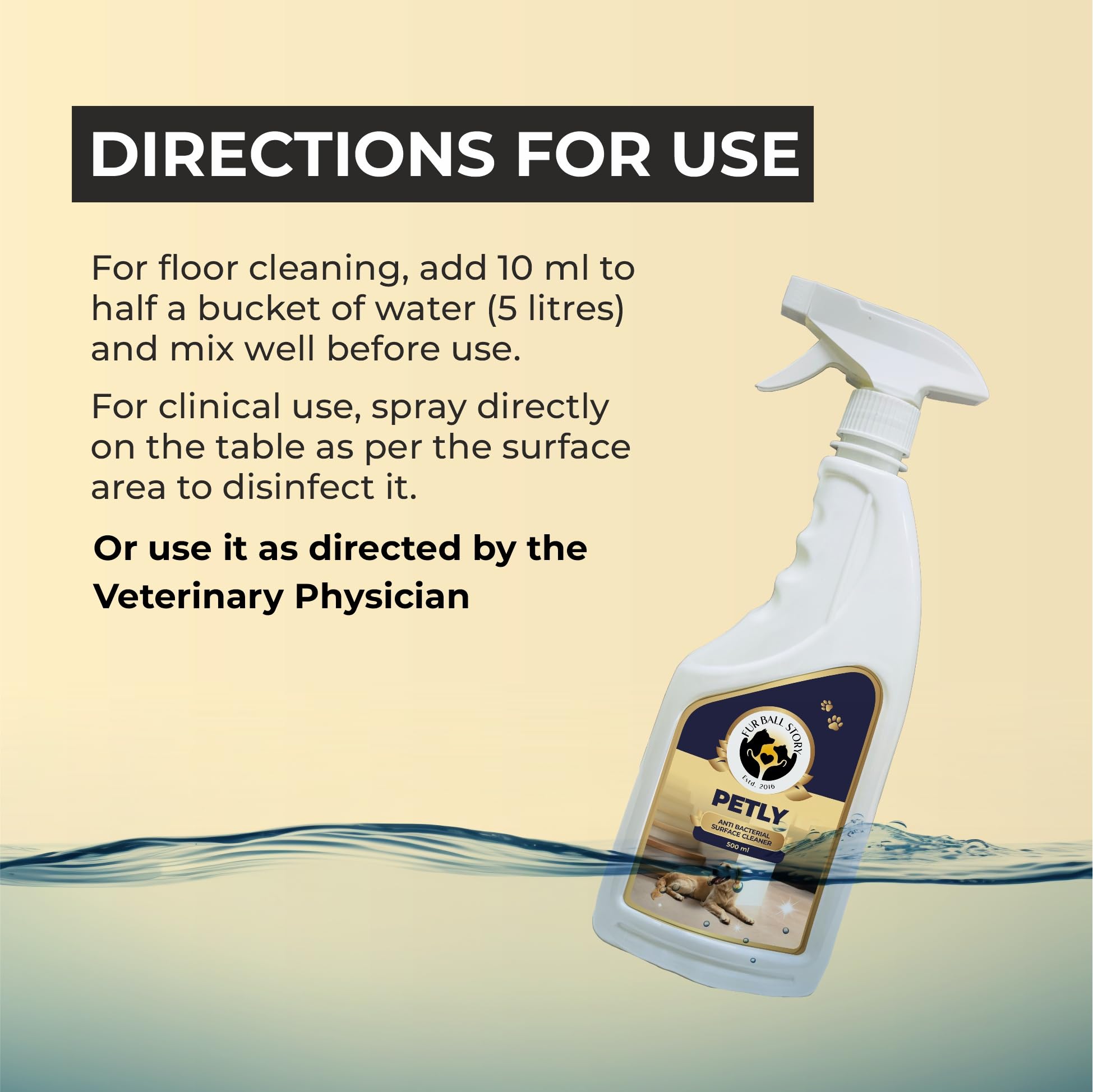 Fur Ball Story Petly Dog Stain Remover 500ml - Anti-Microbial & Anti-Bacterial Surface Cleaner, Non-Caustic, Non-Corrosive, Toxin-Free - Eliminates Dirt, Dust, Grime & Microbes 1