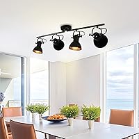 Vista 2 de Track Lighting Fixtures Ceiling Black Track Lighting Kitchen Light Fixtures Ceiling Light 4 Light Angle Adjustable Industrial Track Lighting Kit for