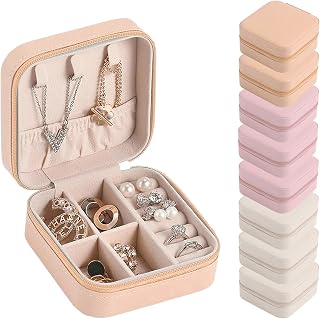 18 Pack Travel Jewelry Case Bulk, 3 Color 4×4×2 in Mini Portable Jewelry Box Organizer for Rings Earrings Necklaces, PU Leather Small Travel Jewelry Case Set for Women Bridesmaids Gifts