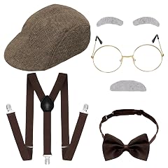 1920s Mens Gangsters Costume Set Old Man Costume Accessories Grandpa Fancy Kit Newsboy Hat