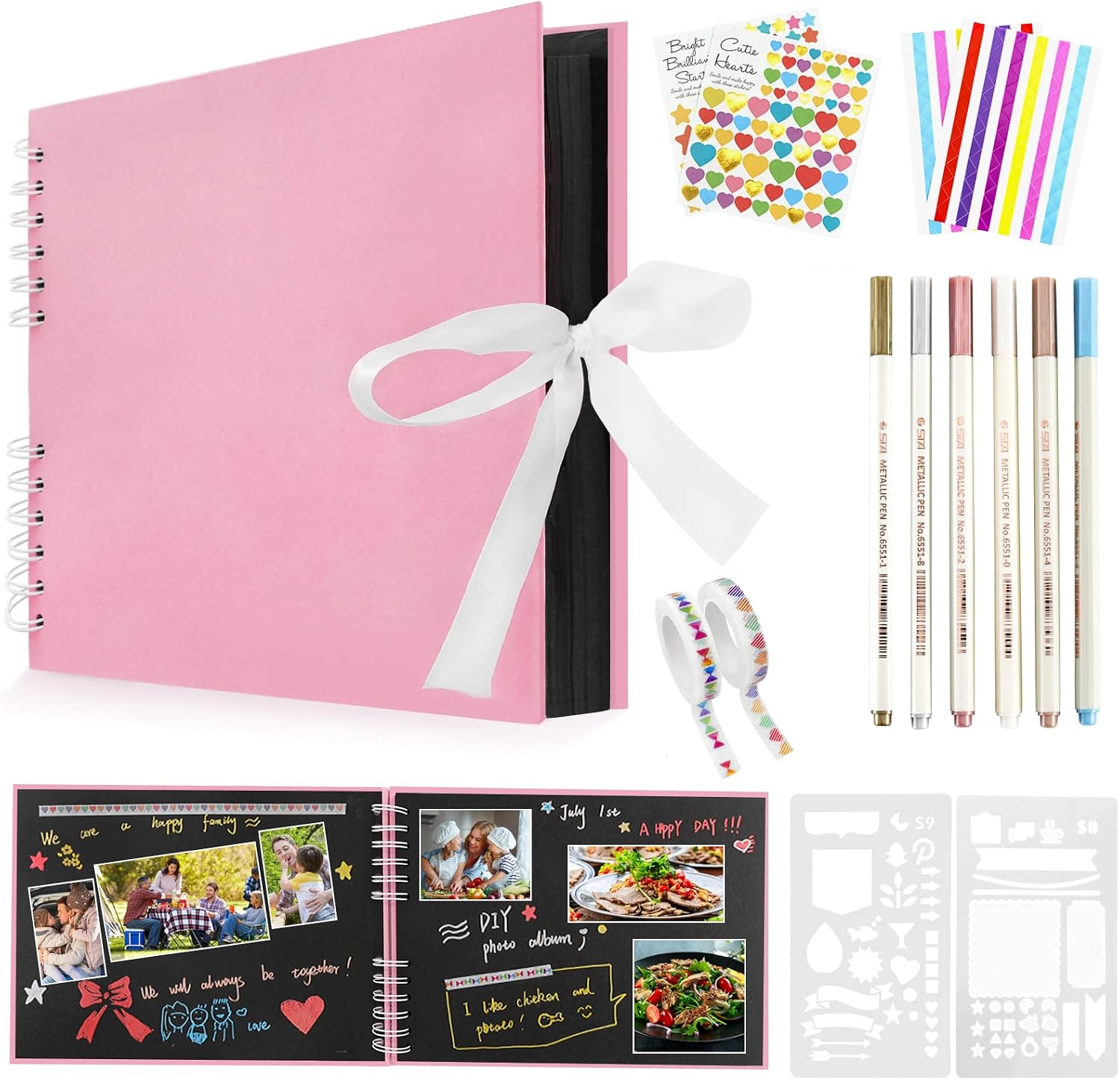 Newthinking Photo Scrapbook with 80 Black Pages, 11.5 x 8.5 Inches Scrapbook Photo Album with Accessories