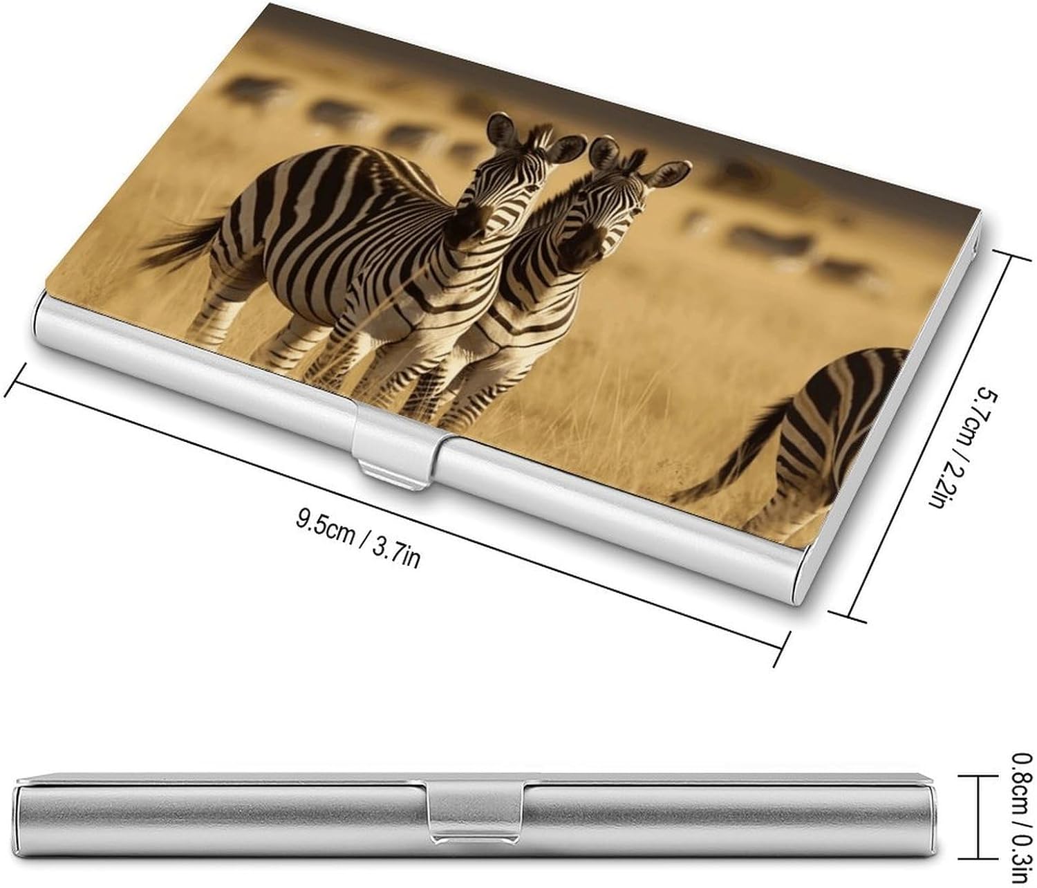 Zebras in The Grass of The Savanna Business Card Case for Women Or Men Snaps Closed Portable Name Holder Credit Card Holder for Business Meeting Use