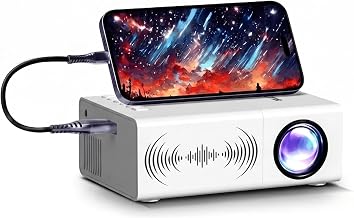 Portable Projector, Supporting 1080P, with Built-in Speakers, smart Home Theater Device, Suitable for Indoor Viewing and Outdoor Camping, ideal Gift Choice