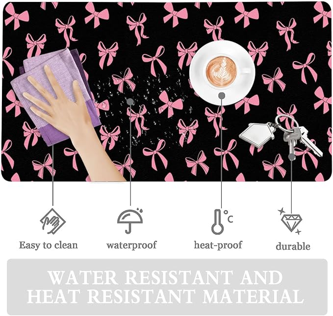 Alfombrilla de Escritorio LuminousGuard 60x30 cm Cuero Rosa Moño miniatura 5