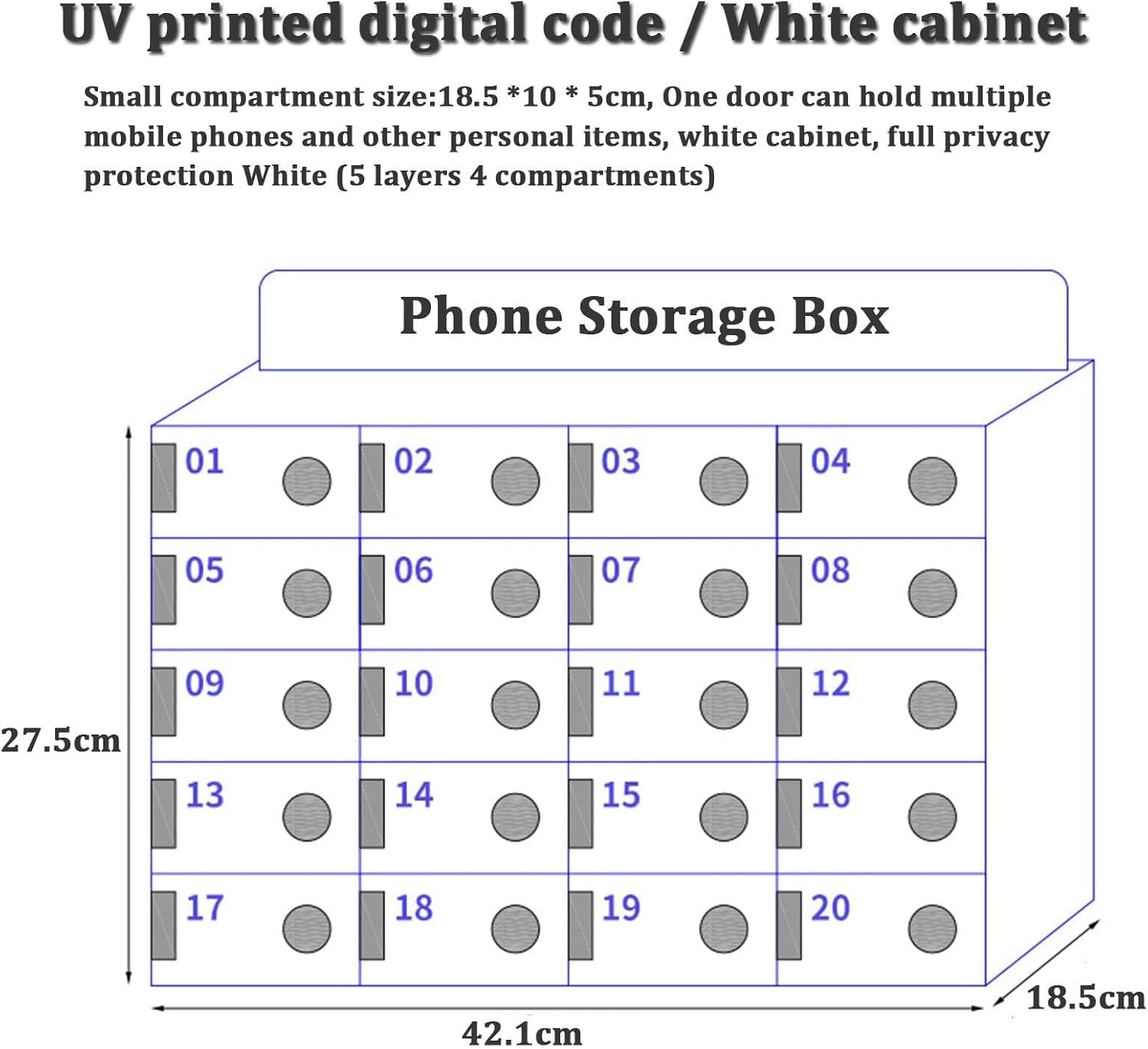 Acrylic Cell Phone Locker Box for Office/Classroom - 20/30/40/50/60 Slot Mobile Phone Safe with Door Locks & Keys, Secure Storage Solution for Devices