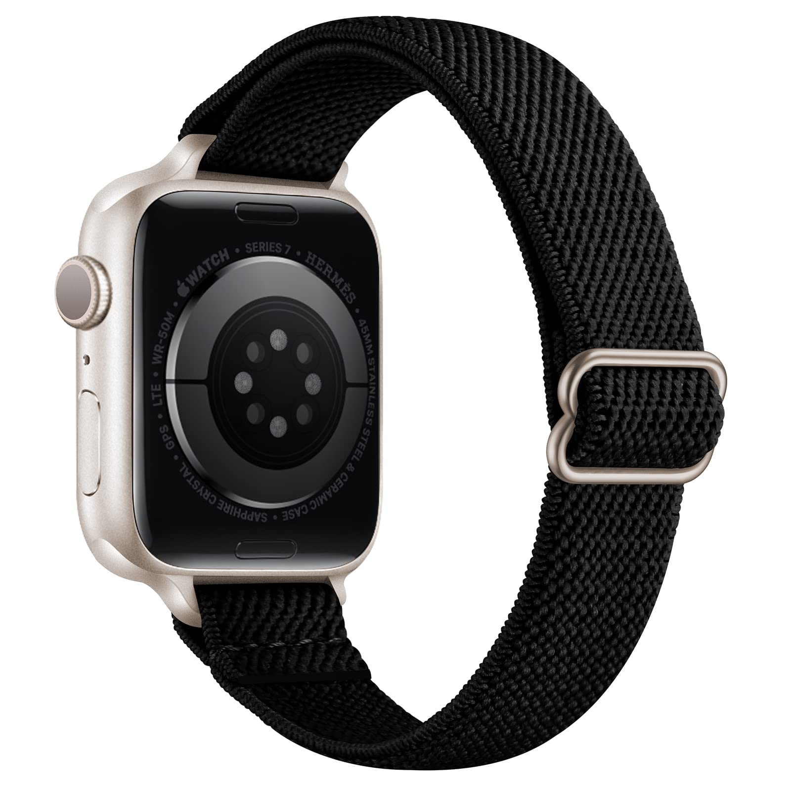 SICCIDEN Slim Stretchy Bands Compatible with Apple Watch Band 46mm/49mm/45mm/44mm/42mm, Women Elastics Nylon Thin Strap for iWatch Ultra SE 3/2/1