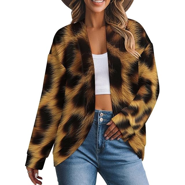 Womens Cardigan Long Sleeve Sweater Loose Stretchy Open Front Cardigans Outerwear Tops