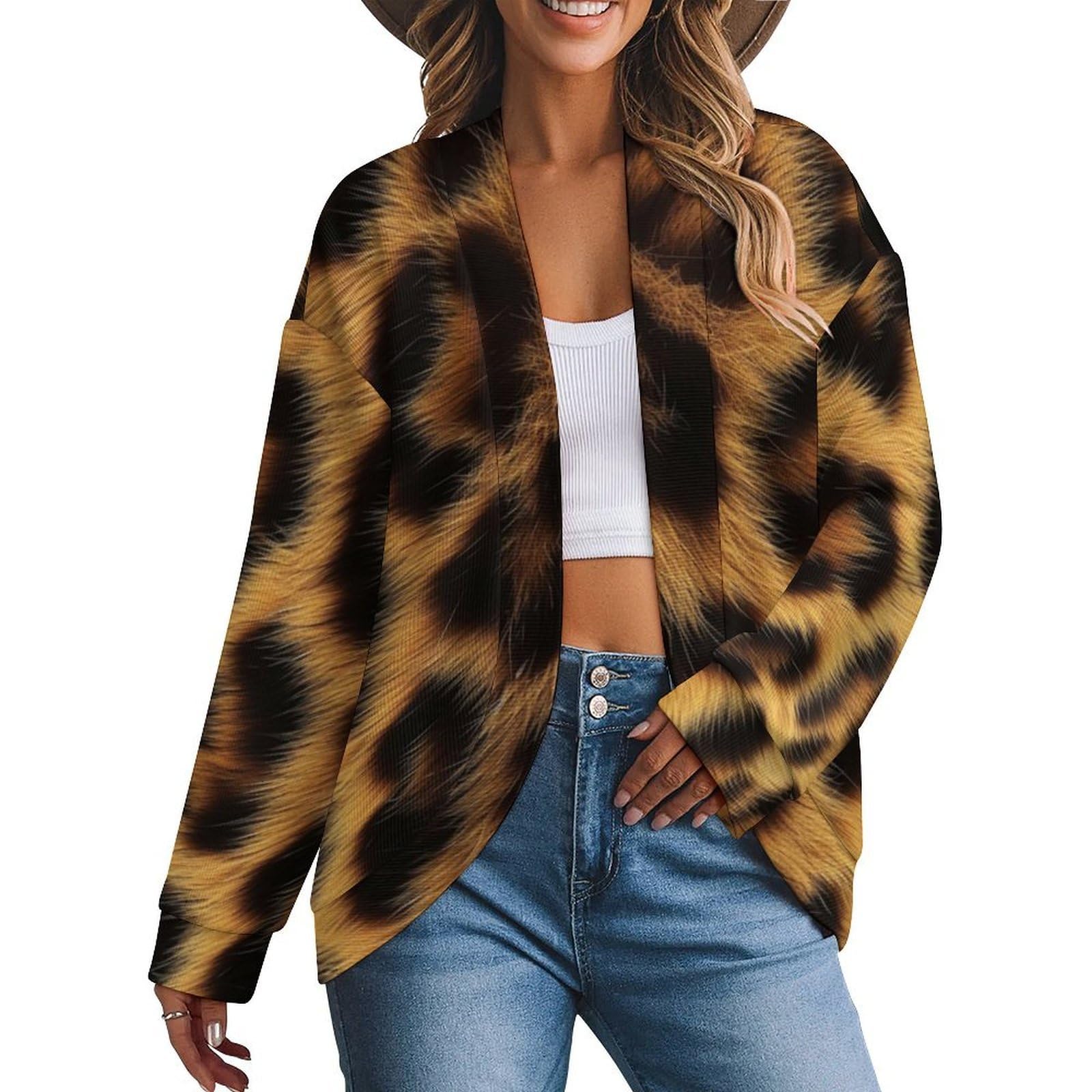 Womens Cardigan Long Sleeve Sweater Loose Stretchy Open Front Cardigans Outerwear Tops