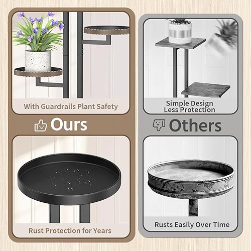 Miniatura 4 de LASZOLA Soporte Negro de 5 Niveles para Plantas de Interior, Estante de Metal Resistente de Servicio Pesado, Estantería Resistente de Múltiples