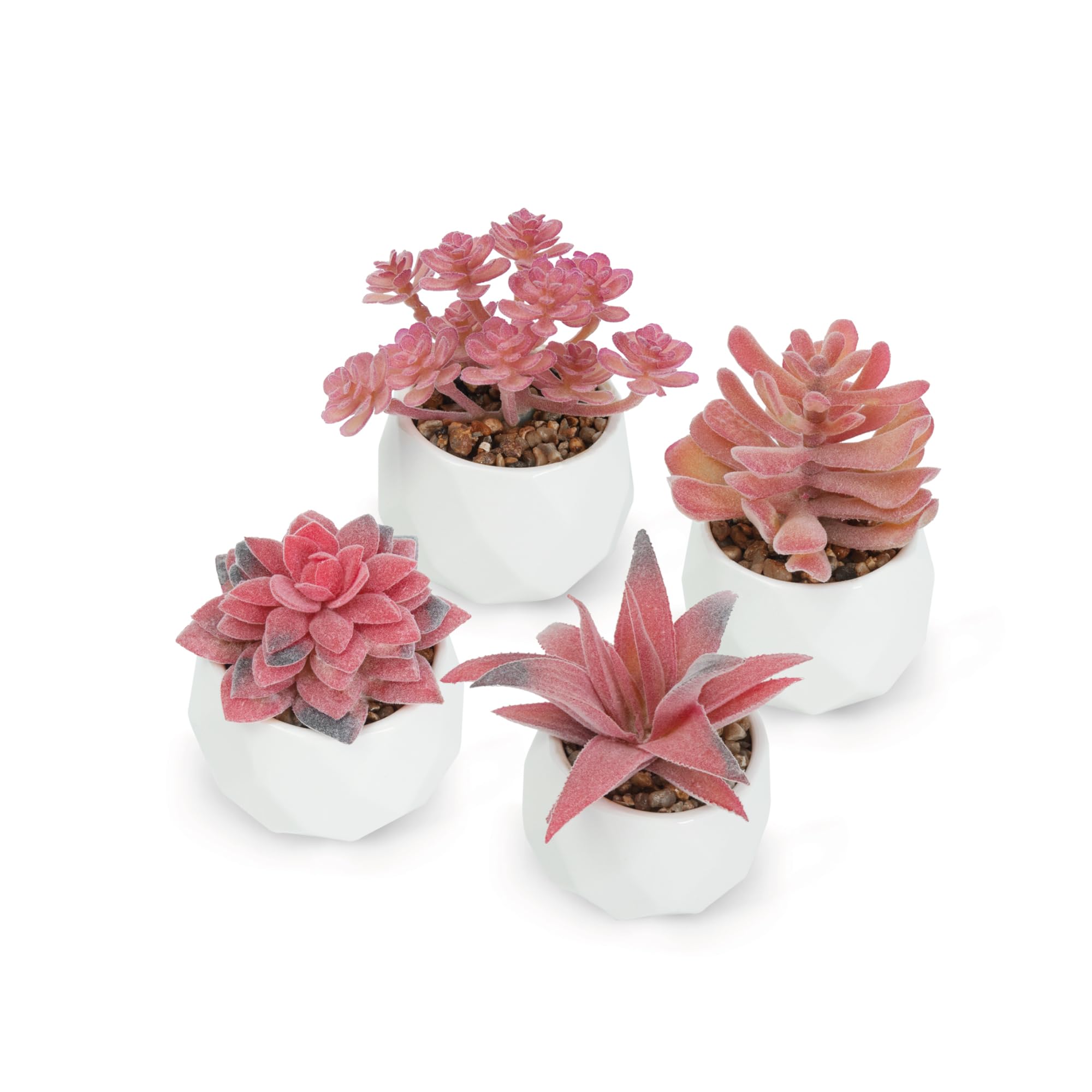 Leafy Corner Pink Artificial Succulent Plants (Set of 4) - Artificial Plant Indoor and Outdoor Spaces - Fake Plants for Desk Decor and Home Accessories