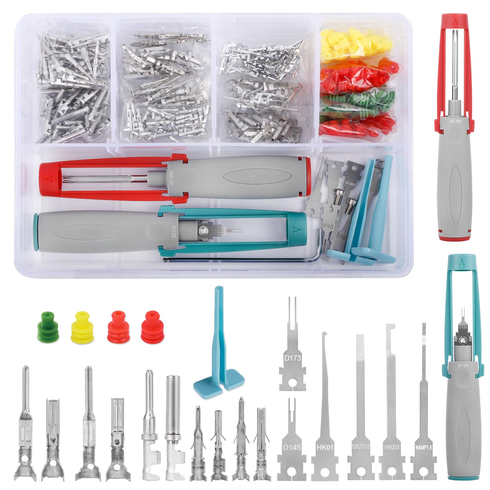JRready ST6530 441Pcs Pin Extractor Tool Wire Crimp Terminals Connector Male and Female Contact Molex Micro-fit Mini-fit Jr Superseal 1.5 Deutch 16# with Pin Removal Tool