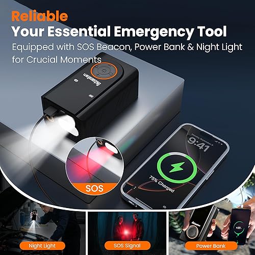 Miniatura 8 de L9 Pro - Inflador de neumáticos portátil, bomba de bicicleta inalámbrica de 150 PSI, bomba de aire eléctrica con medidor de presión digital, luz