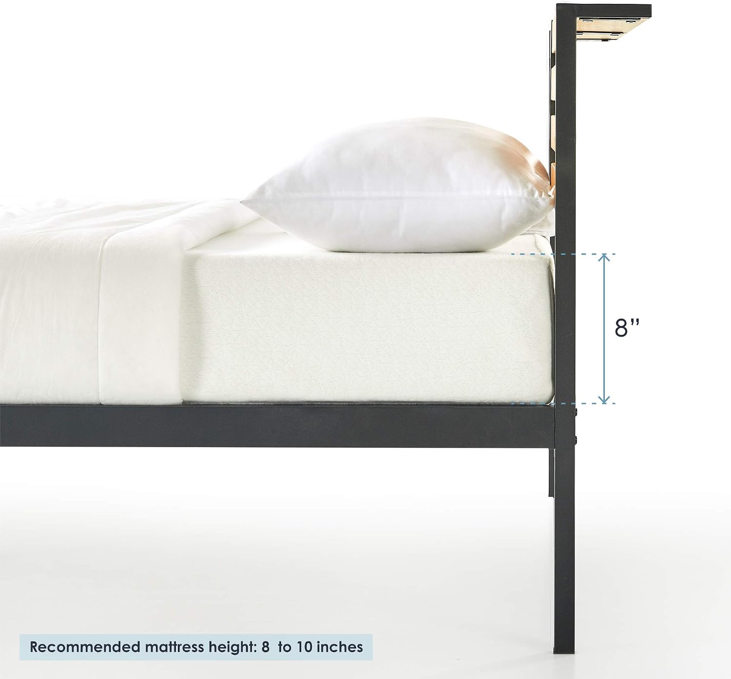 Mellow Kasi Metal Platform Bed with Panel Headboard Shelf, Solid Pine Wood, Easy Assembly, Full (SHPB-KAF)