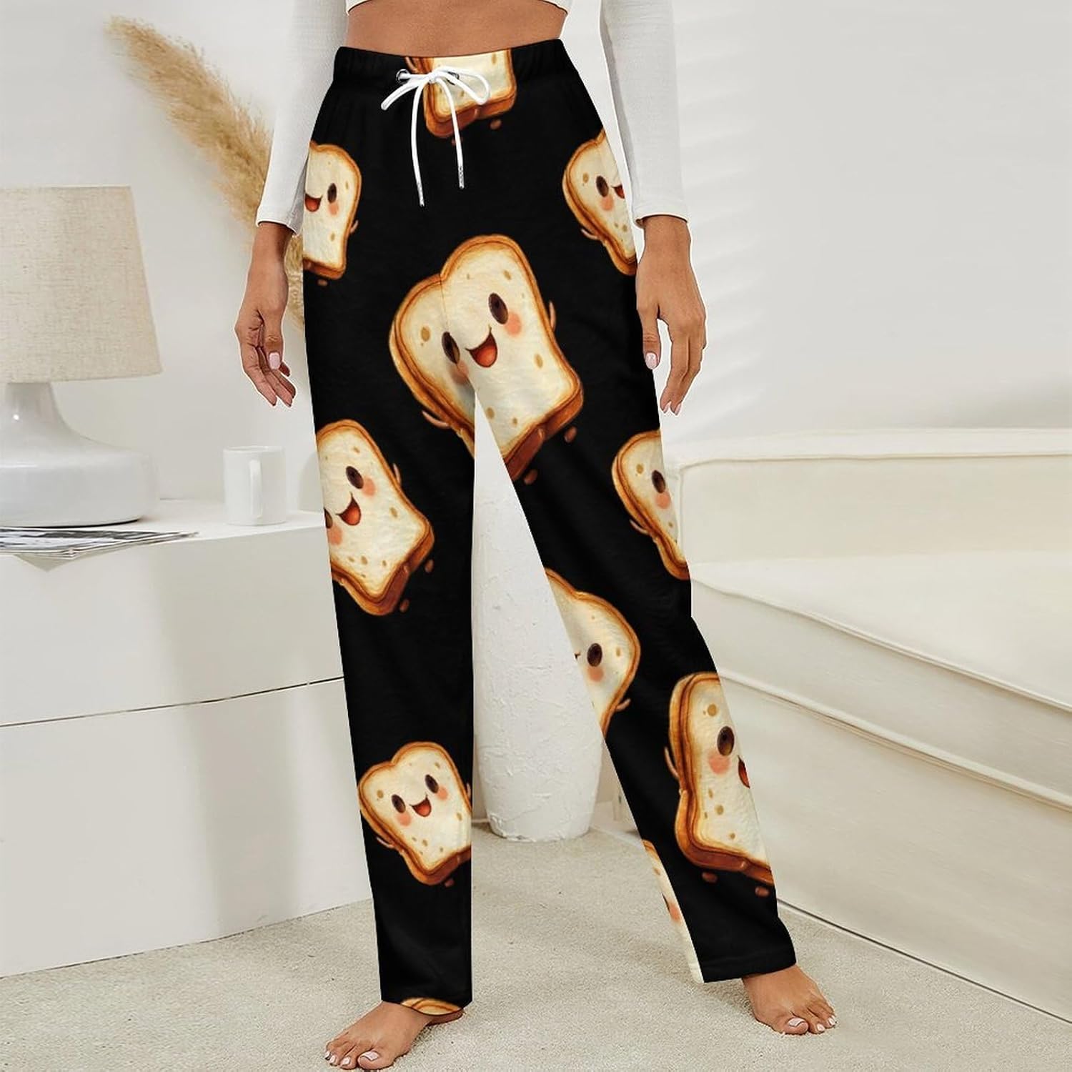 Cute Toast Women's Plush Pajama Pants Soft Comfy Lounge Bottoms Sleepwear