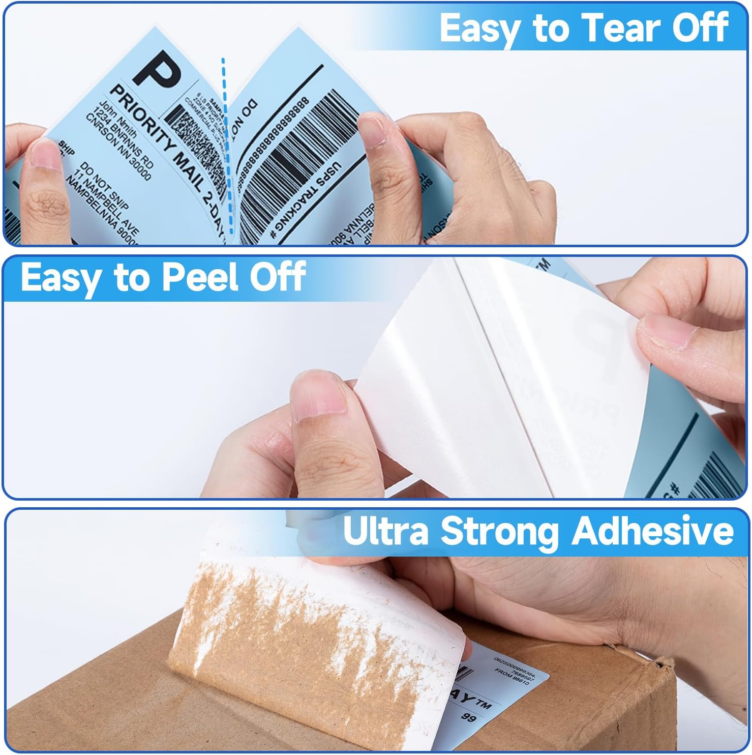 Phomemo 4X6'' Thermal Shipping Label - Pack of 100 4x6 Fan-Fold Label for Shipping Labels, Address, Mail, Product Logo Labels, Commercial Grade, Blue - Image 4