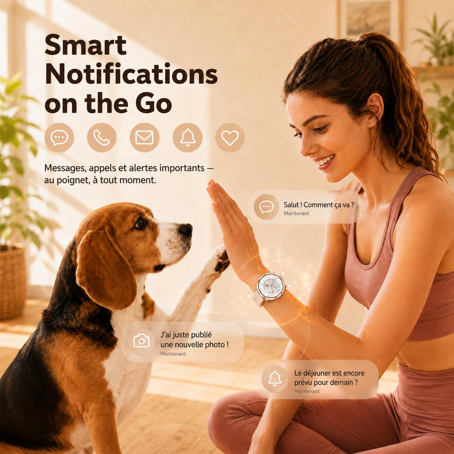 Reloj Inteligente Mujer con Llamadas Bluetooth, 1.27" Smartwatch con Podómetro/Pulsómetro/Monitor de Sueño, 100+ Modos Deportivos Smart Watch, IP68 Pulsera Actividad para Android iOS, Rosa Oro