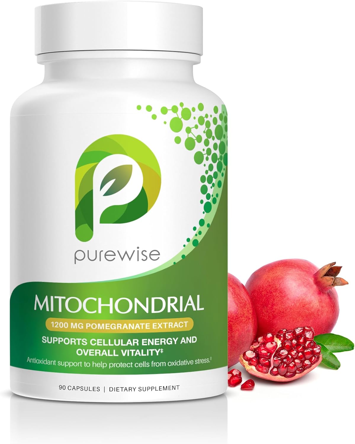 Naturals Mitochondrial Supplements with 1200 mg Pomegranate Extract | Antioxidant Formula for Energy & Vitality | Daily Vitamin for Energy and Cellular Health | 90 Capsules