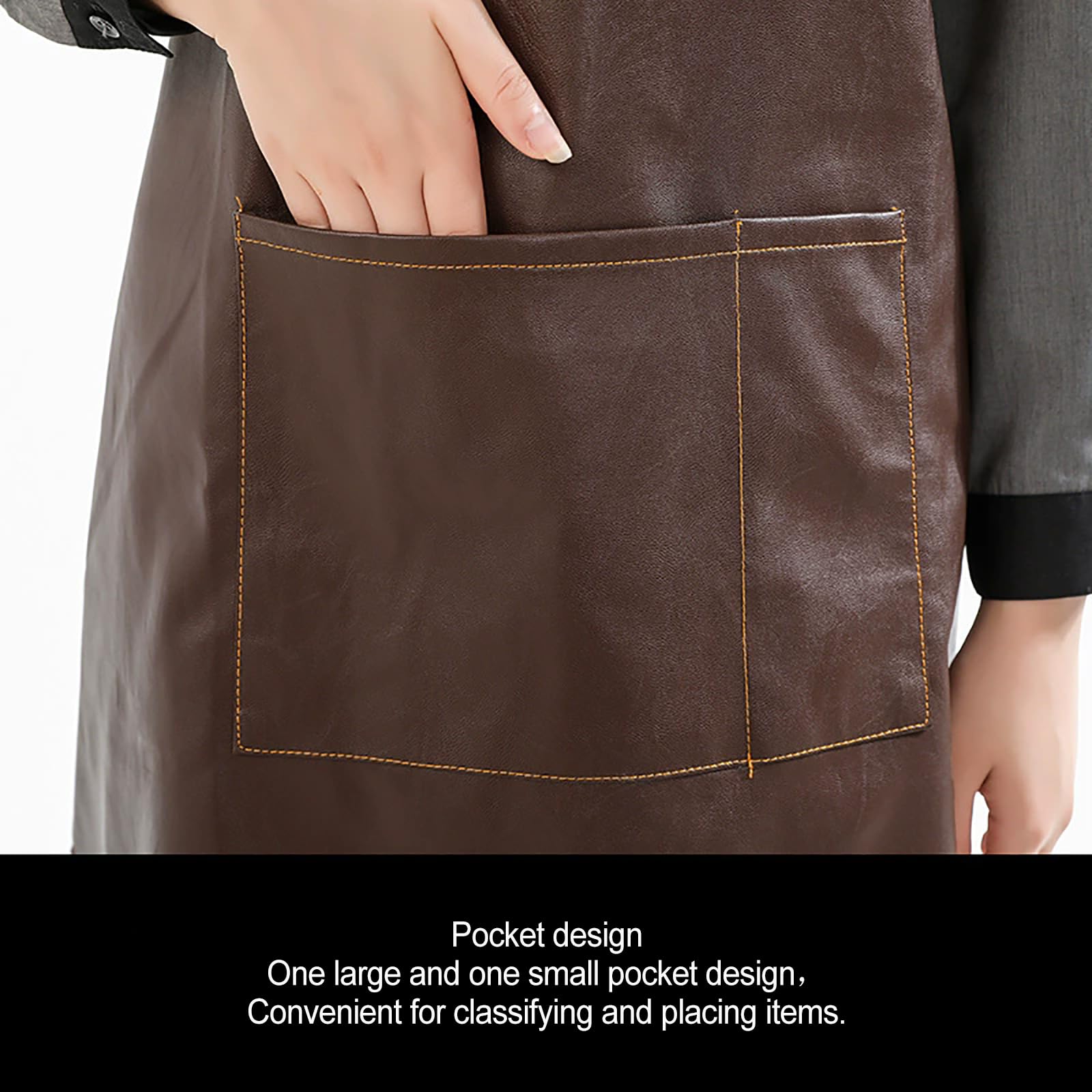 Tablier de cuisine en cuir imperméable avec poches pour la pâtisserie, la cuisine, la pâtisserie, le travail, le jardinage