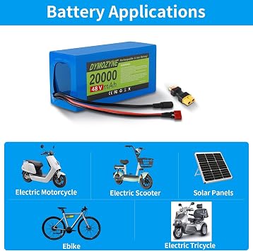 48V Ebike Battery, 20AH E-Bike Lithium Battery with 30A BMS for 100-1500W Motor, T Connectorr(UL Certificated)