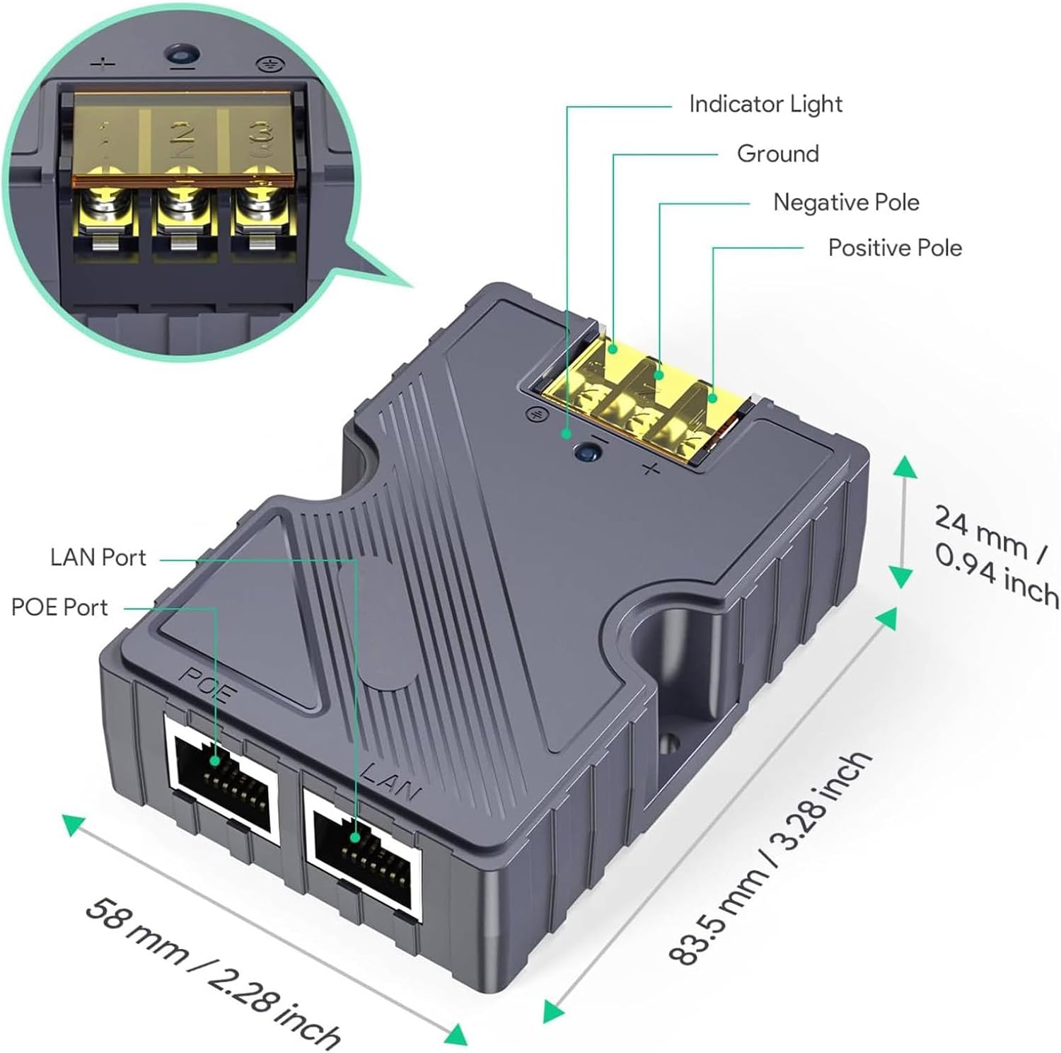 150W GigE PoE Injector Power Delivery for Network Connections Efficient Voltage Conversion for Various Applications RJ45 Adapter 12 48V Converter