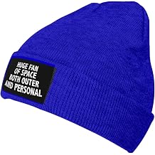 Huge Fan of Space Both Outer and Personal Beanie for Mens Women Winter Warm Hat Knitted Cuffed Skull Cap Black