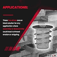 Vista 5 de E-Z LOK Inserto roscado para madera blanda, insertos de rosca hexagonal de zinc 1/4-20 roscas internas, 0.512 in de longitud, paquete de 100