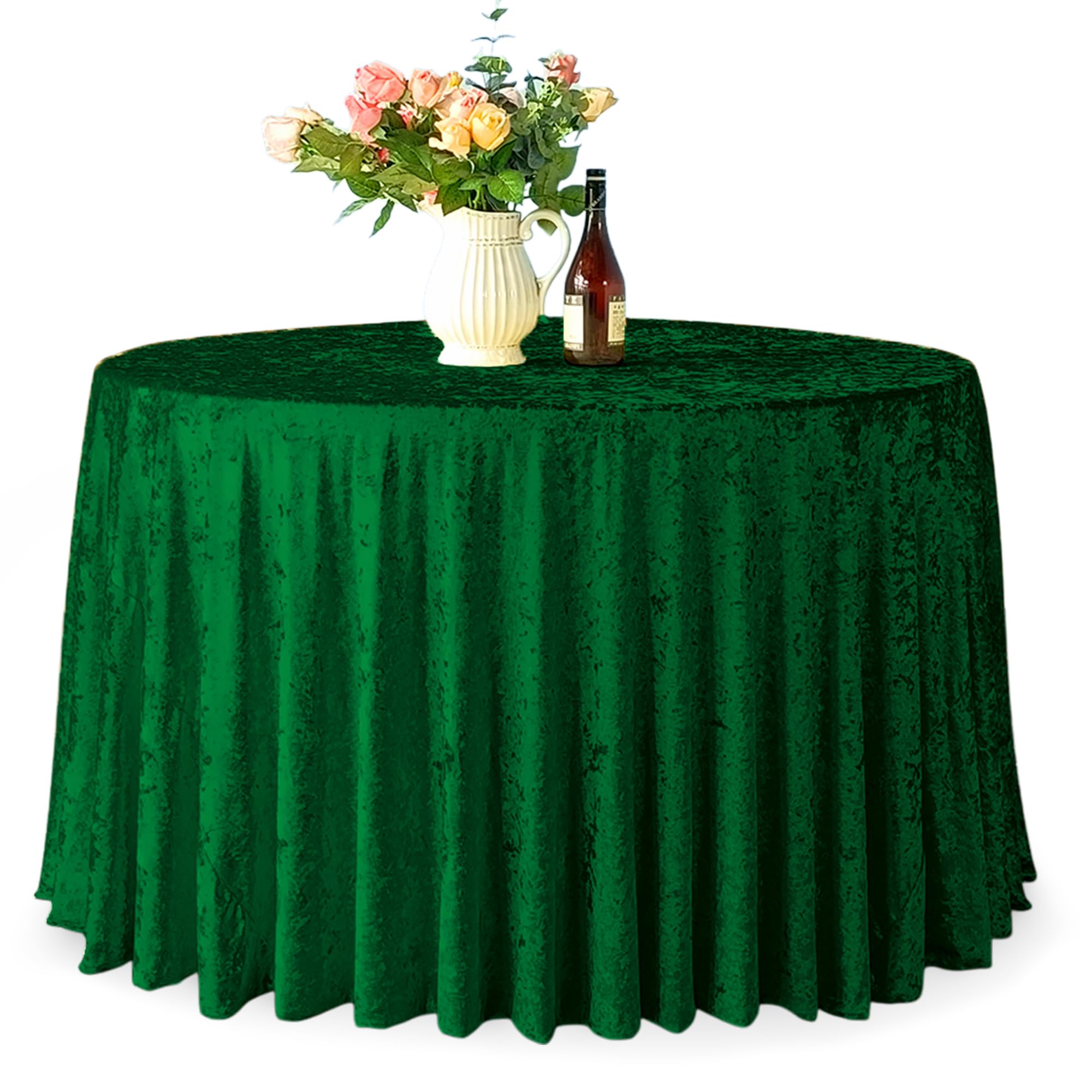 Nappe ronde en velours écrasé vert émeraude pour sublimer votre décoration de mariage et de fête