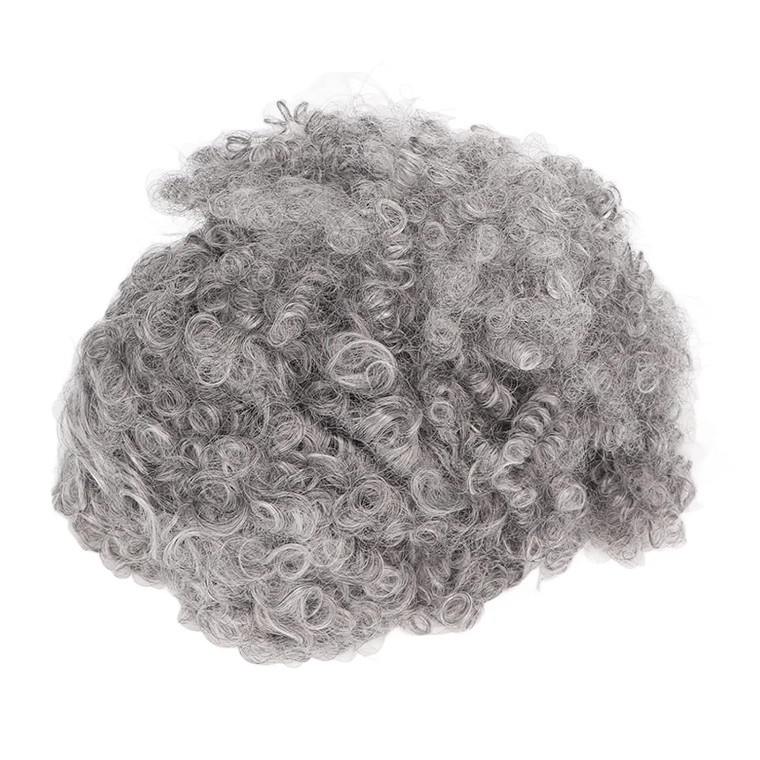 YUYTE Short Curly Afro Wig for Women, Synthetic Grey and with Bangs, Looking Short Hairstyle for Ladies