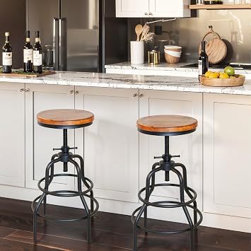 Adjustable Stool Metal Bar Stools Counter Bar Stools Adjustable Height 23.6-29.5inch for Home and Kitchen,Pub,OfficeBlack