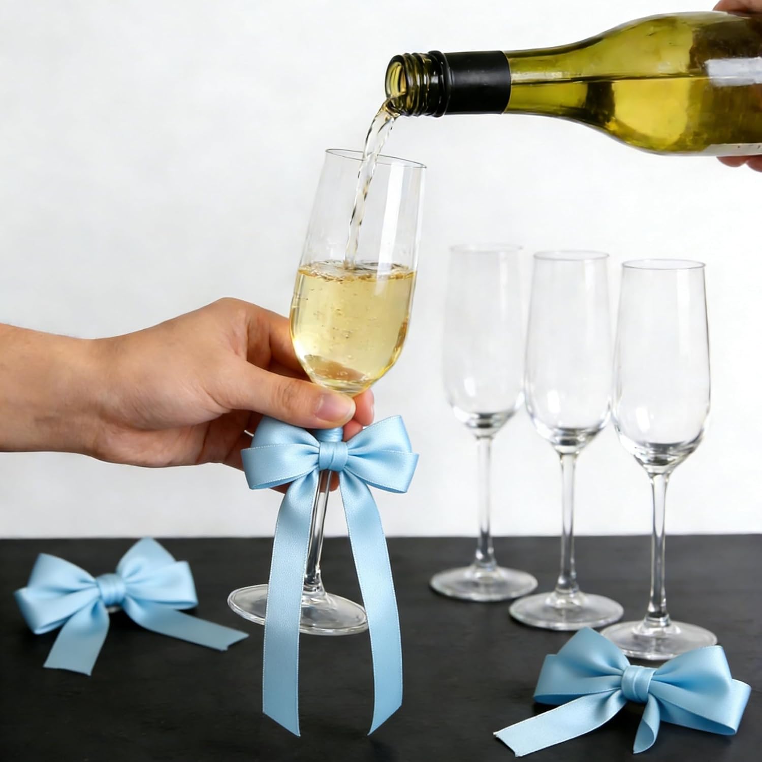 Meseey Bow Wine Glass Markers Charms, 12 Pieces, Party Drink Identifiers with Tags