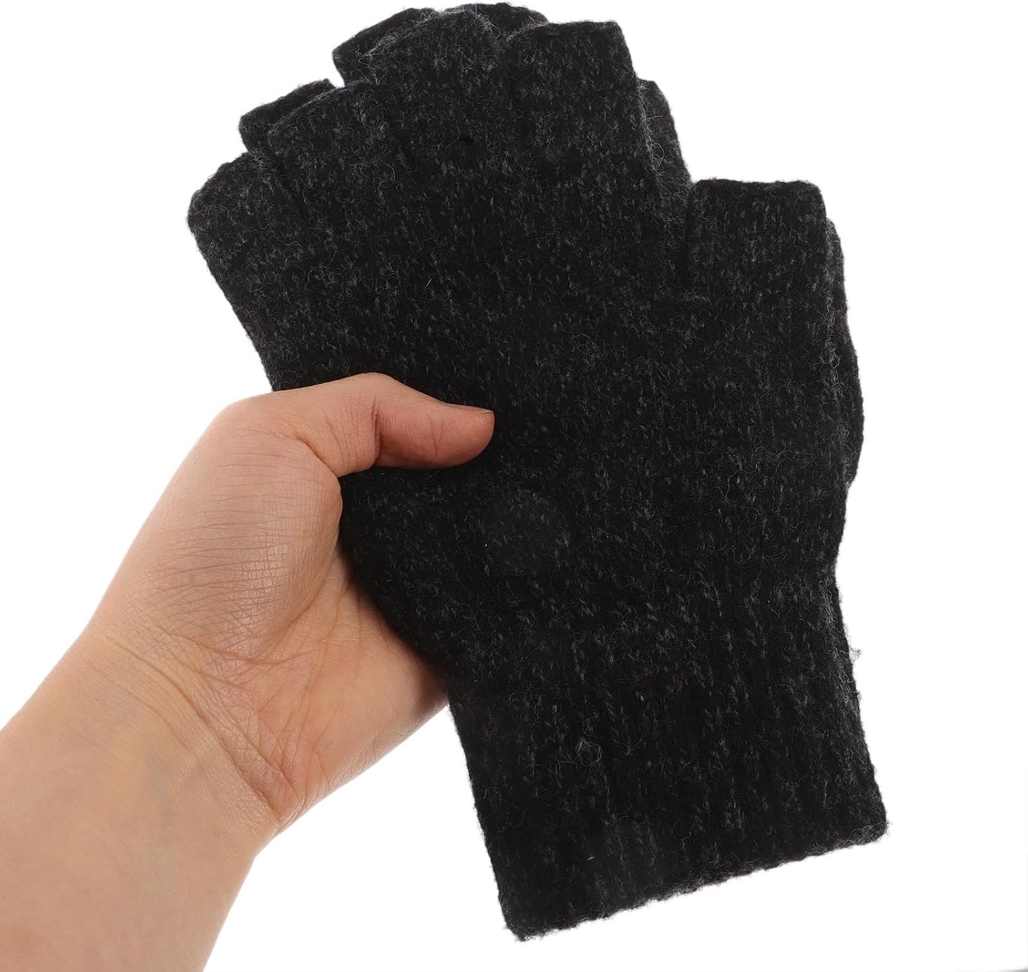 SUPVOX Men's Winter Fingerless Yarn Gloves for Cold Weather, Thermal Insulation and Windproof Design, for Cycling and Driving, 1 Pair of Warm Outdoor Gloves
