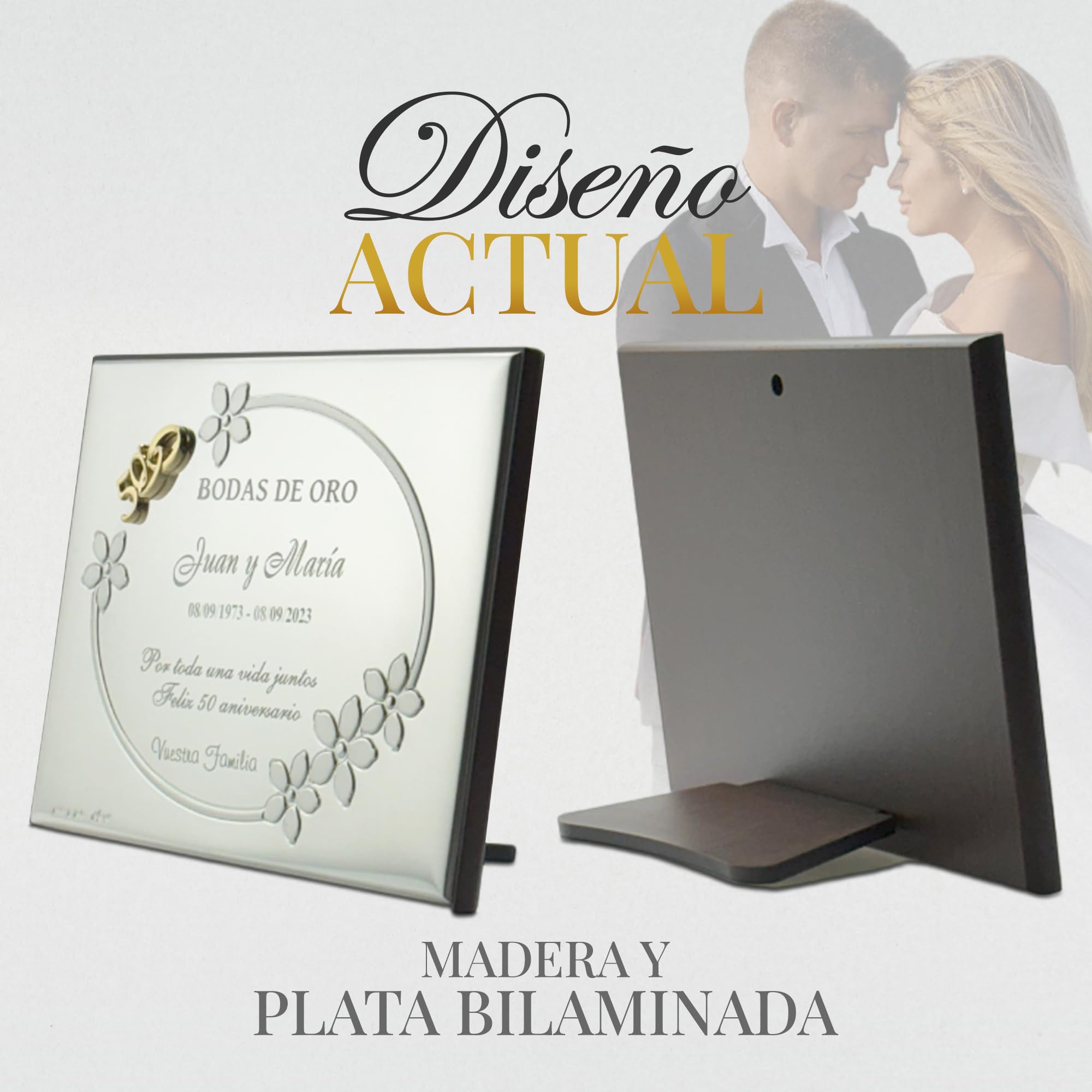 Placa Conmemorativa 50 Aniversario Bodas de Oro. Personalizado. Placa Homenaje 50 Aniversario. Placa grabada. 13x18cm