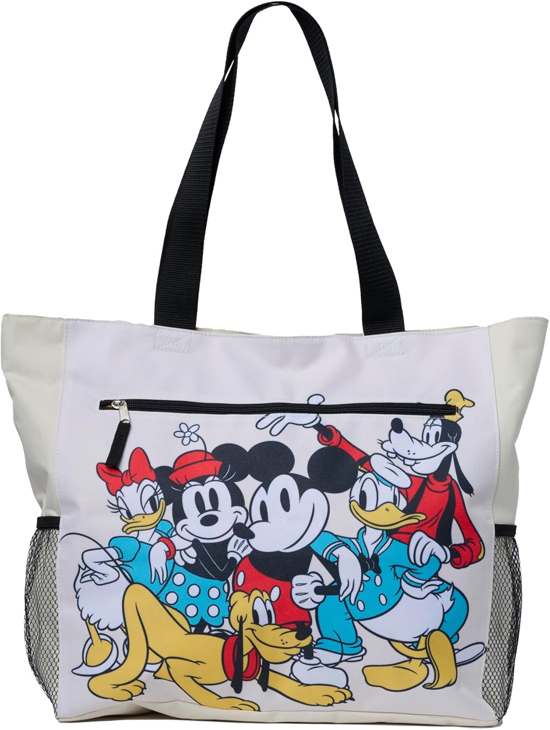 Disney Women Tote Shoulder Bag Beach Travel Minnie Mouse Friends (Mickey Cream)