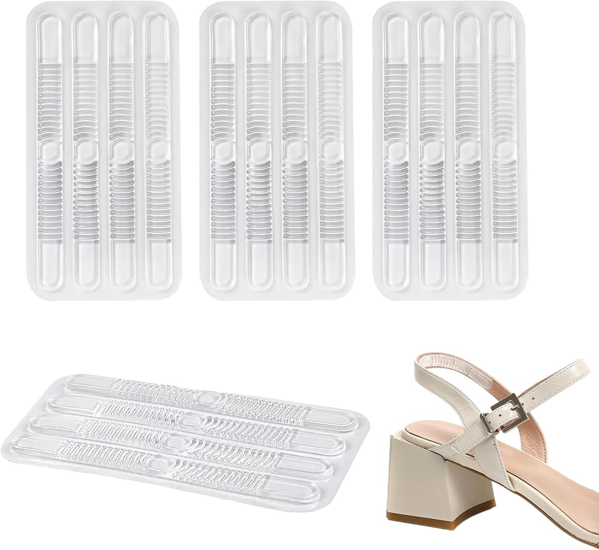 16PCS Shoe Strap Grip Anti Slip Strappy Sling Back Grips Clear Gel Invisible Thin High Heel Shoelace Sticker Slingback Heel Grips Ladies Shoes Pads Pinch Protection for Prevent Rubbing Blisters