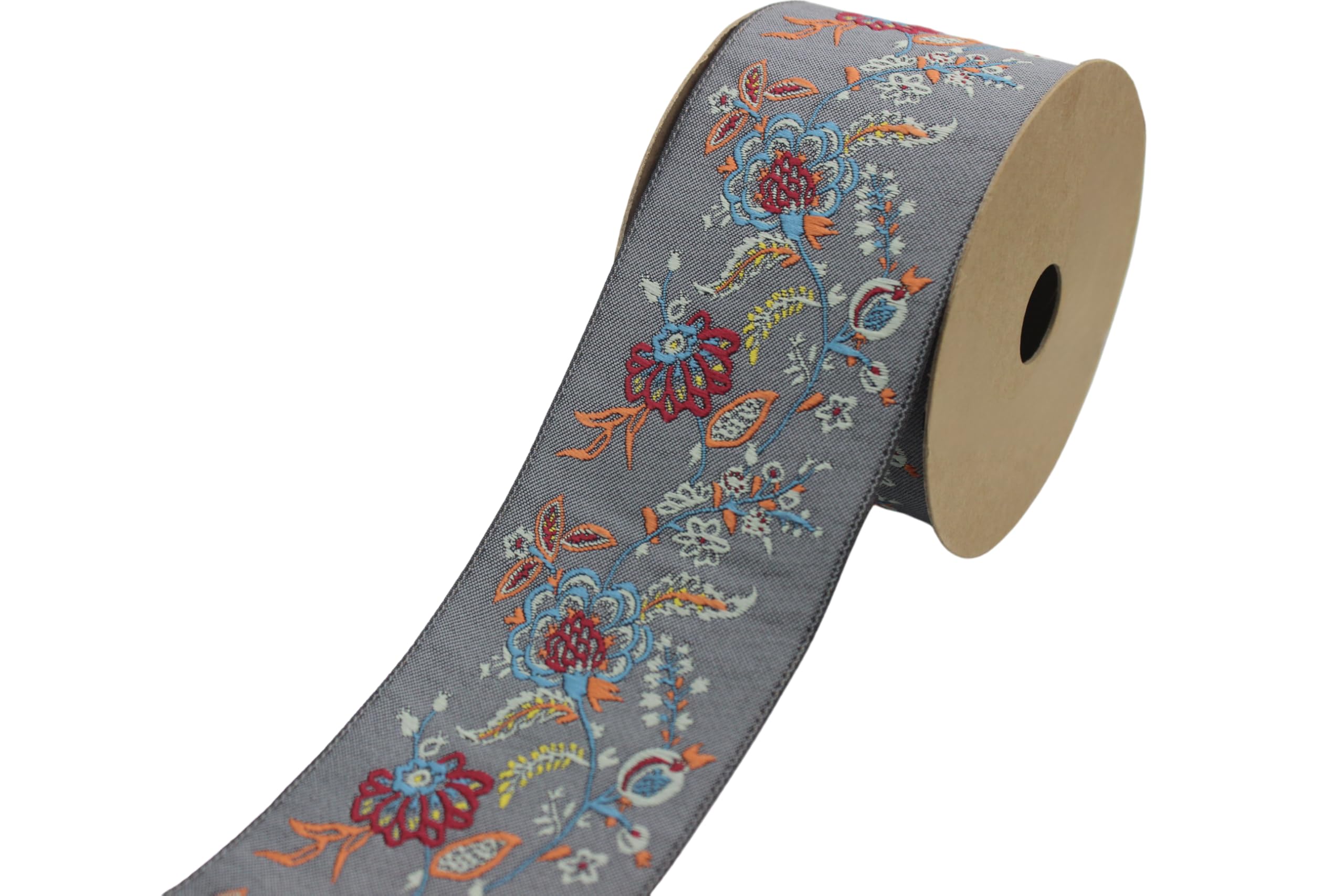 Ruban jacquard brodé floral haut de gamme pour draperies V5 218
