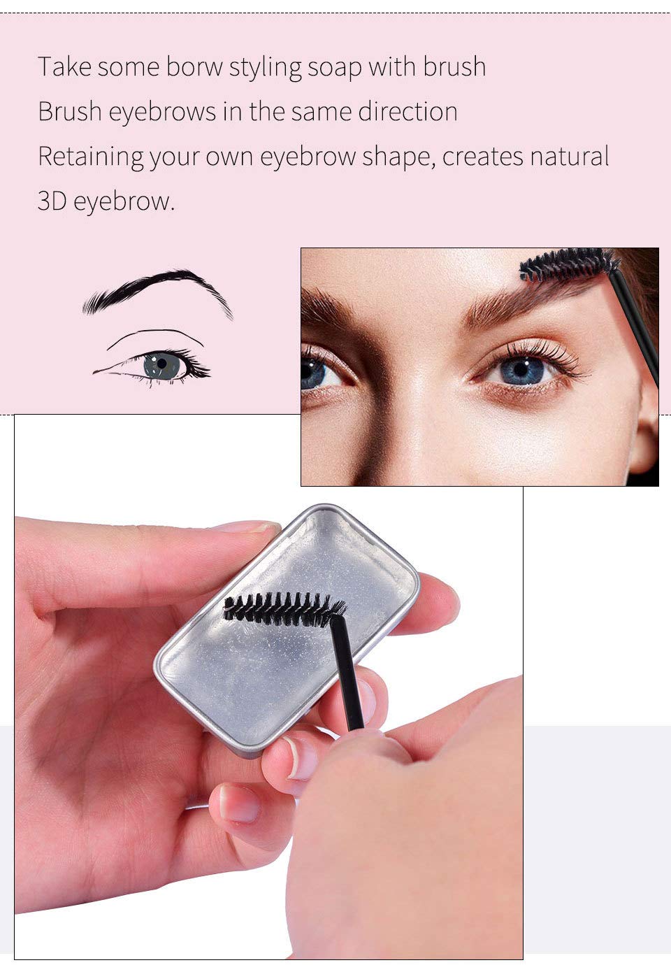 Meifen 2 Pcs Eyebrow Soap Kit, 3D Feather Eyebrow Makeup Eyebrow Gel Lasting Waterproof and Stain-Proof Eyebrow Styling Hair