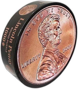 Lincoln Penny 1000 Piece Round Jigsaw Puzzle for Adults - 2009 Cent Circular Coin Puzzle, 26.5 Inch Diameter Large Puzzle - Educational Numismatic Gift for History Buffs & Coin Collectors