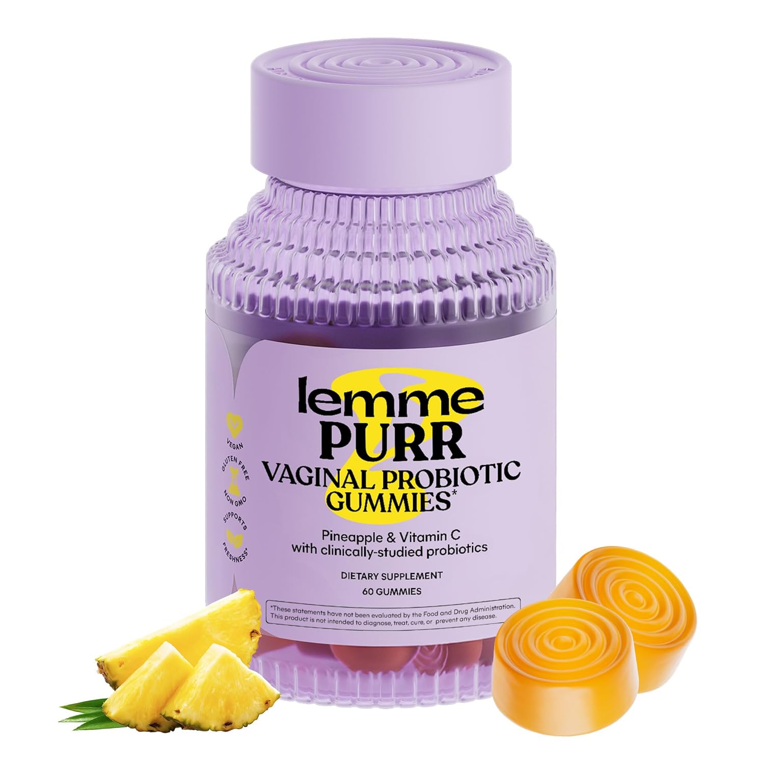 Lemme Purr Vaginal Probiotic Gummies for Women - Balanced pH Healthy Odor Yeast Balance Flora Support Vitamin C