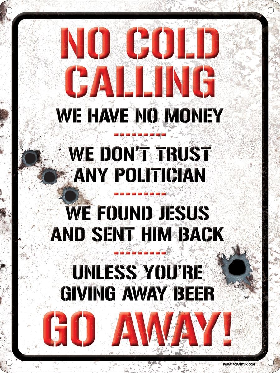 Grindstore Neutral/Metallic No Cold Calling Mini Tin Sign 15X20cm